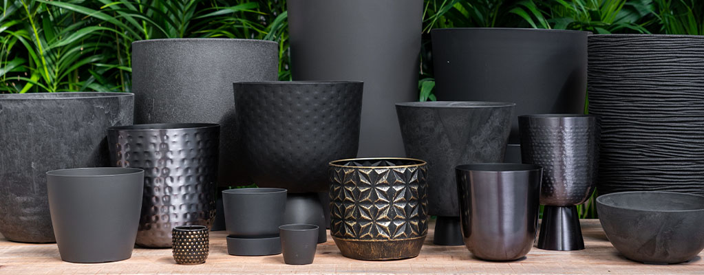 Pots de fleurs noirs