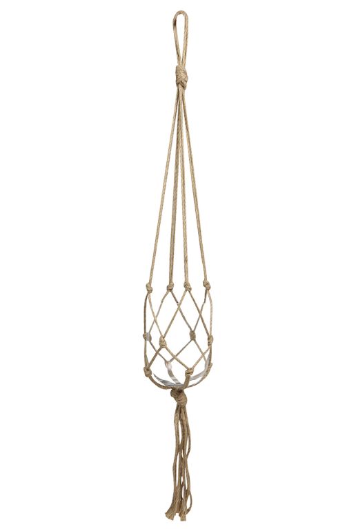 Pendentif pot de fleurs macram marron