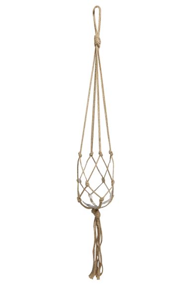 Pendentif pot de fleurs macram marron